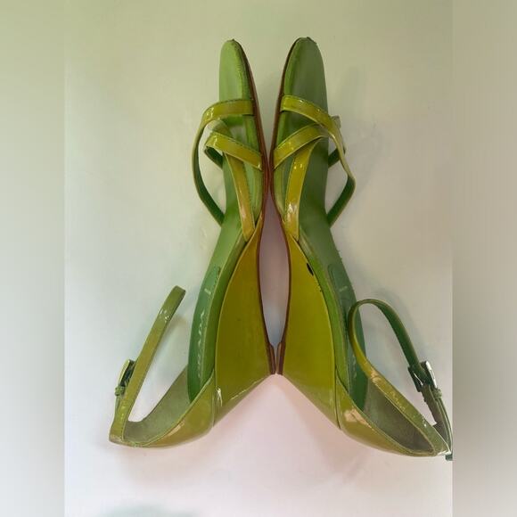 Prada strappy wedges. Patent leather. Lime green. EU 35.5, US Size 5.5. - Picture 14 of 16